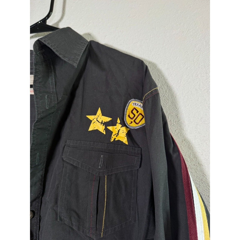 Vintage Giorginni Shirt Mens Gray SM69 Flight Air Speed Race Patch Button Up - Picture 3 of 10
